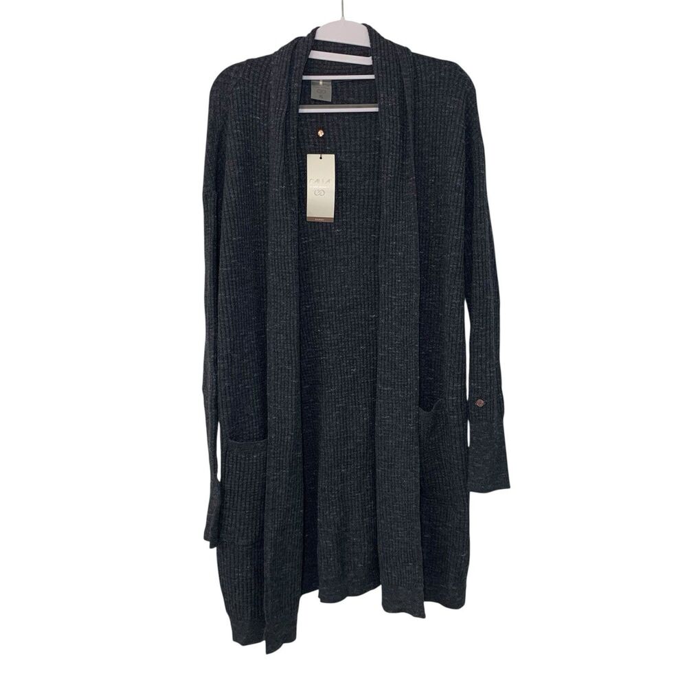 Calia Womens Boho Gray Waffle Open Front Cardigan XL Lounge Casual Comfort